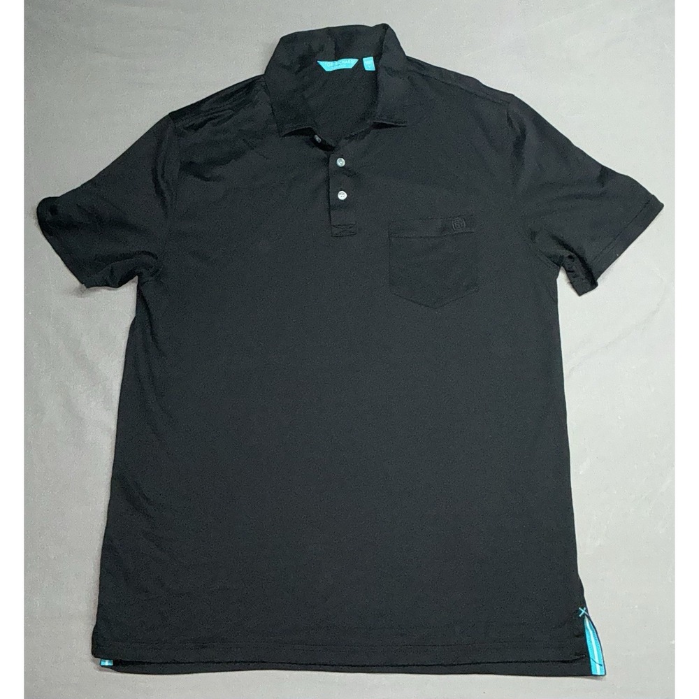 Tori Richard Honolulu Polo Shirt Sz L Black Lightweight Casual Mens